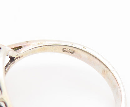 925 Sterling Silver Vintage Ring Marquise Cut Gemstone & CZ Band  Sz 6  RG35128
