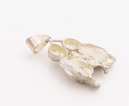 925 Sterling Silver Vintage Pendant Solid Carved Two Friends Talking  PT23571