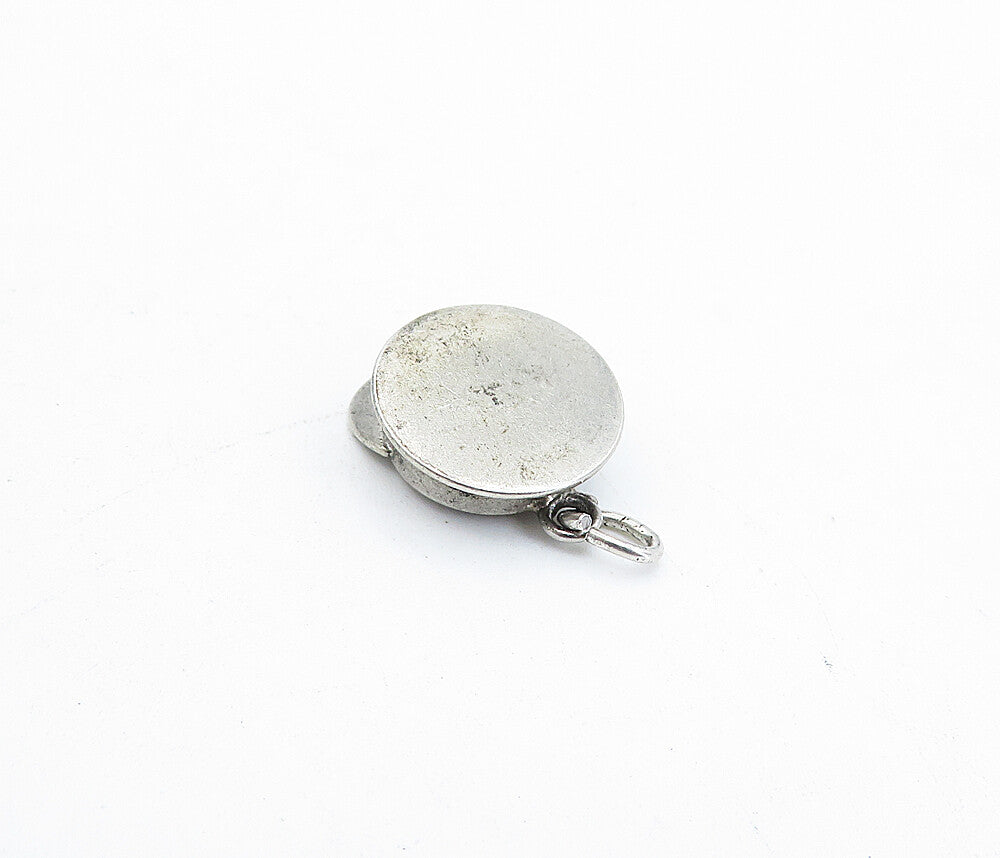 925 Sterling Silver  Vintage Petite Old Fashioned Police Hat Pendant  PT2866