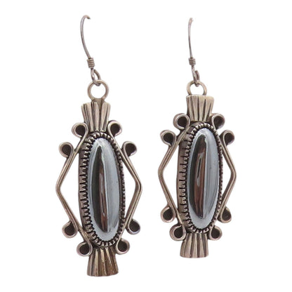 925 Sterling Silver Vintage Earrings JOHN W KESSLER NAVAJO Hematite  EG14385