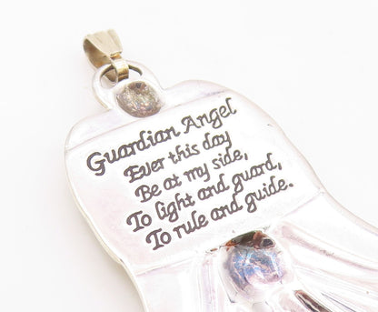 GORHAM 925 Silver  Vintage Genuine Diamond Praying Angels Pendant  PT21871