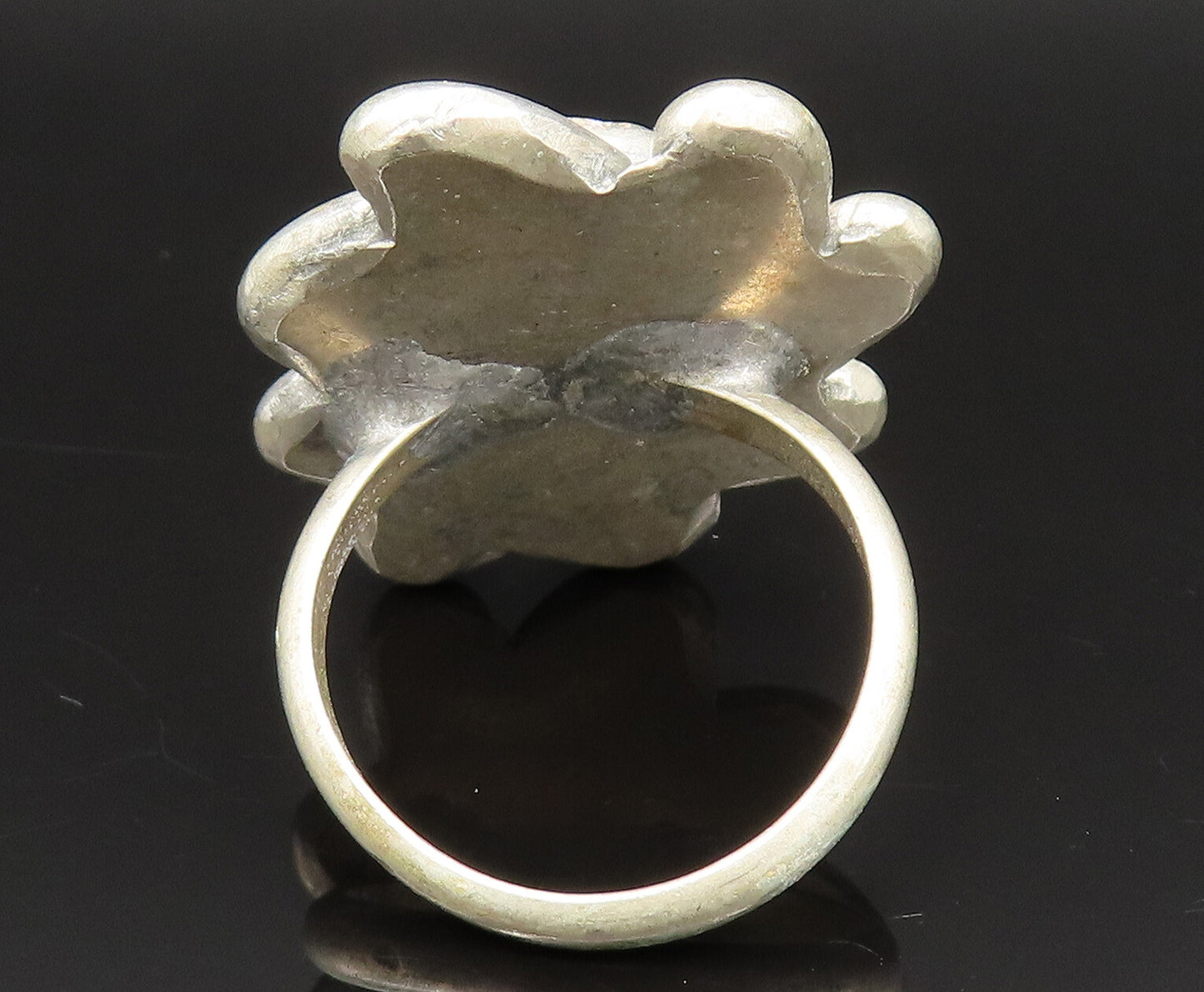 925 Silver Vintage Turquoise Spiral Flower Ring Sz 11 RG25430