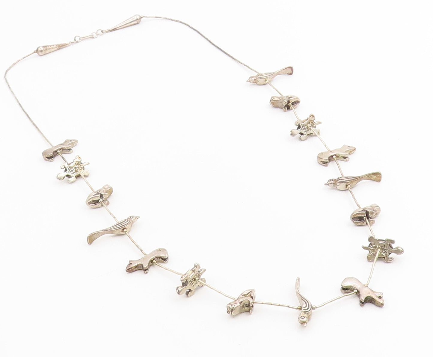 925 Sterling Silver Vintage Necklace NAVAJO ZUNI Animal Fetish Chain  NE4878