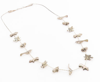 925 Sterling Silver Vintage Necklace NAVAJO ZUNI Animal Fetish Chain  NE4878