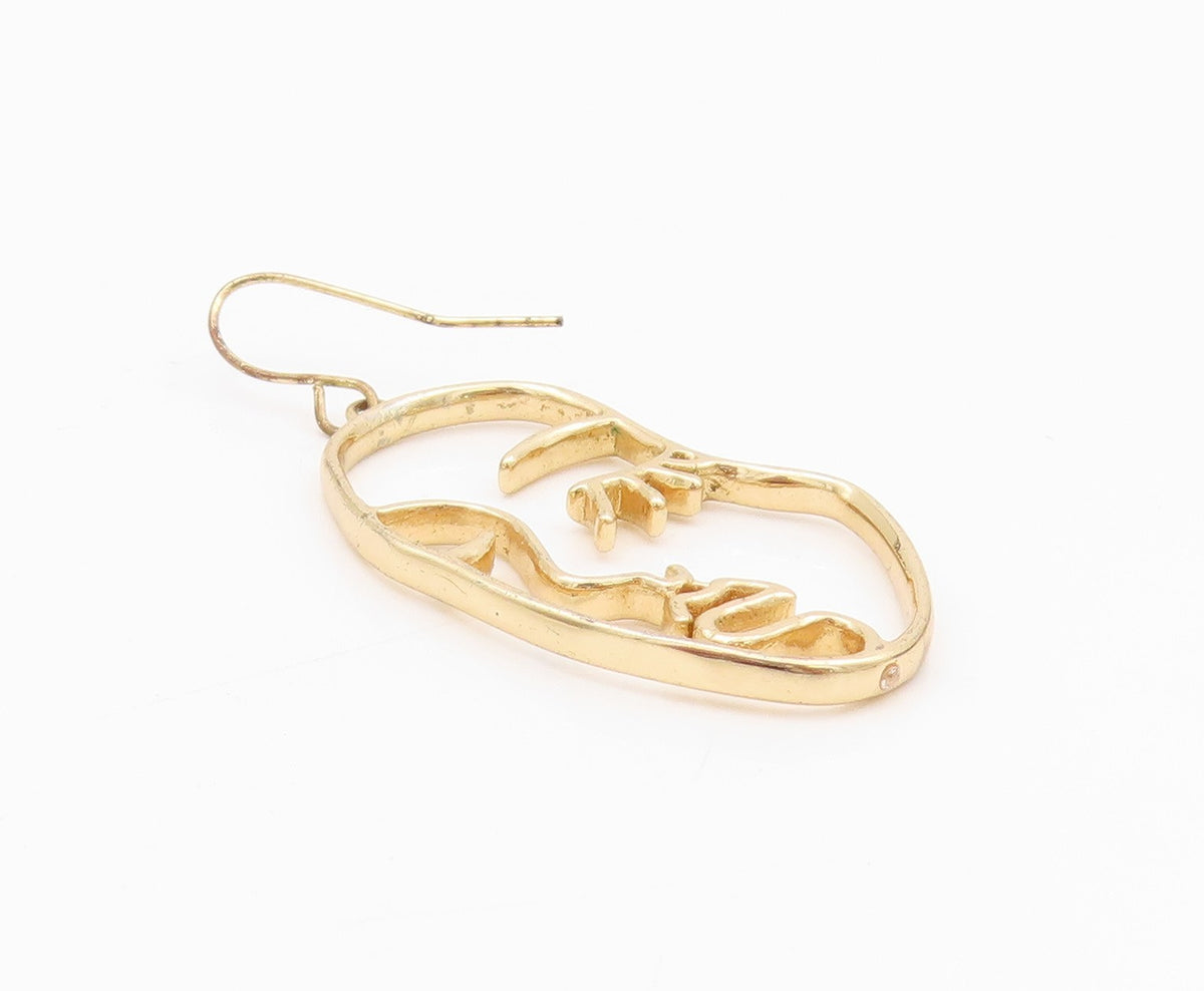 925 Sterling Silver Vintage Earrings Gold Plated 2 Sided Male Female  EG13614