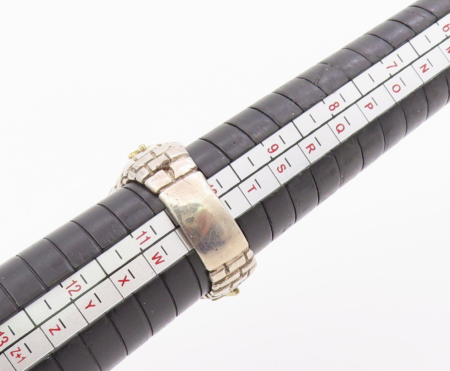 14K Gold & 925 Sterling Silver Vintage Ring ALDO ORTA Onyx Band Sz 10.5 RG36365