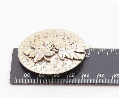 GRET BARKIN 925 Silver  Vintage Oak Leaf Swirl Pattern Brooch Pin  BP9385