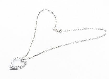 925 Sterling Silver  Cubic Zirconia Open Love Heart Chain Necklace  NE1368