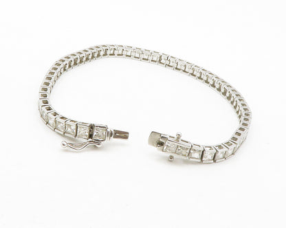 925 Sterling Silver  Sparkling Cubic Zirconia Square Tennis Bracelet  BT5073