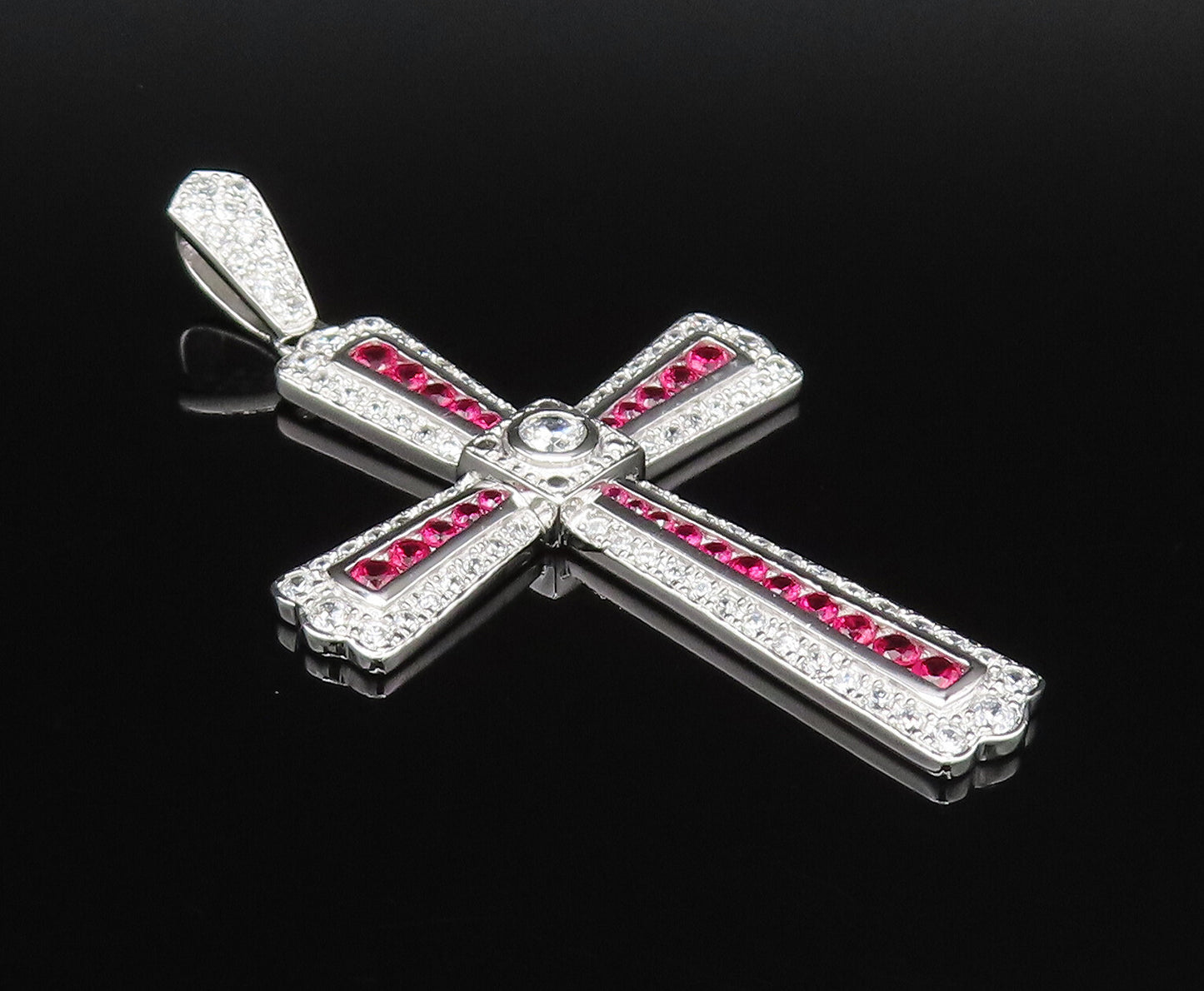 ROSS SIMON 925 Silver  Vintage Topaz & Cubic Zirconia Cross Pendant  PT21623