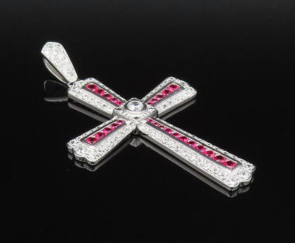 ROSS SIMON 925 Silver  Vintage Topaz & Cubic Zirconia Cross Pendant  PT21623