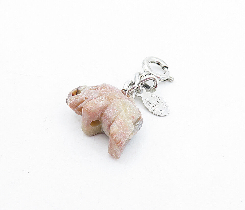 DANECRAFT 925 Sterling Silver  Vintage Rhodonite Elephant Pendant  PT3892