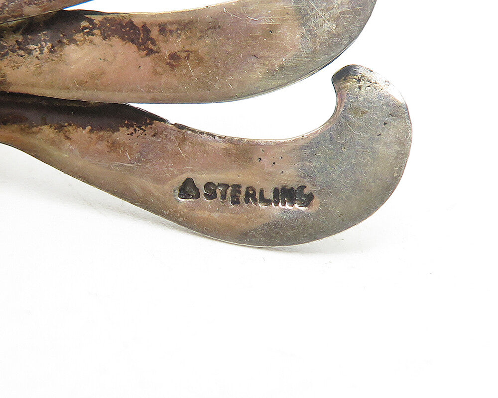 925 Sterling Silver  Vintage Shiny Smooth Swirl Design Drop Earrings  EG5977