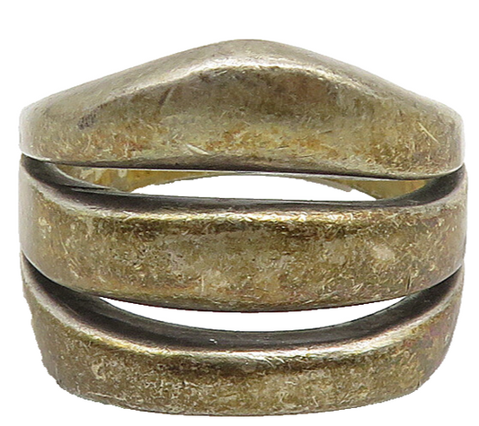 MEXICO 925 Sterling Silver  Vintage Dark Tone Split Band Ring Sz 9  RG10482