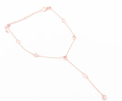 925 Sterling Silver Vintage Necklace Rose Gold Plated Gemstones Drop  NE4508