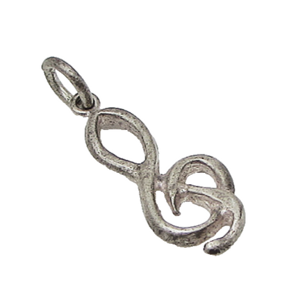 925 Sterling Silver  Vintage Musical Note Drop Pendant  PT2180