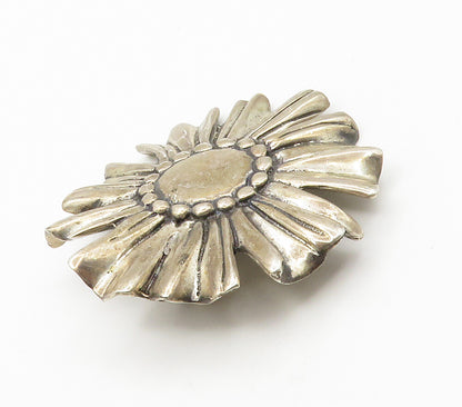 MEXICO 925 Sterling Silver  Vintage Sculpted Flower Motif Brooch Pin  BP5850