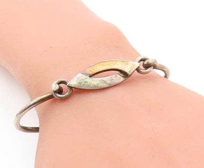 MEXICO 925 Sterling Silver  Vintage Oxidized Hook Bangle Bracelet  BT2725