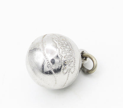 925 Sterling Silver  Vintage Shiny Basketball Motif Sports Pendant  PT13066