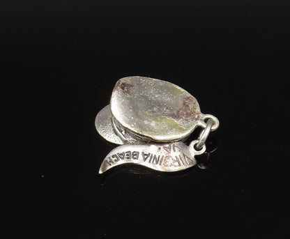 925 Sterling Silver  Vintage Virginia Beach Boat Captain Hat Pendant  PT21637