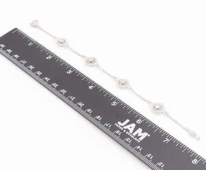 925 Sterling Silver Vintage Bracelet Elegant Floral Intricate Rope Chain BT11686