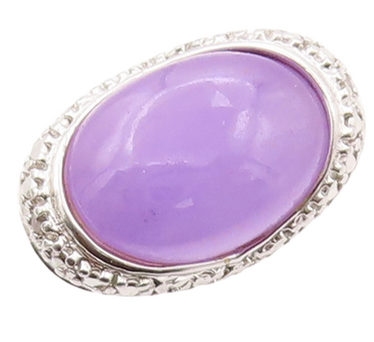 925 Sterling Silver Vintage Ring Designer Purple Chalcedony & CZ  Sz 8  RG31069