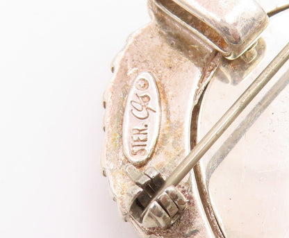 925 Sterling Silver Vintage Brooch Pin CAROLYN POLLACK Cameo Portrait  BP12661