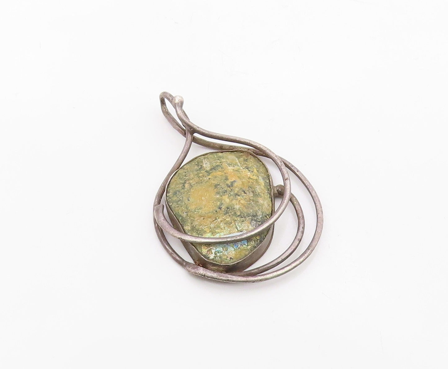 925 Sterling Silver  Vintage Multi Layer Wrapped Jasper Pendant  PT20322