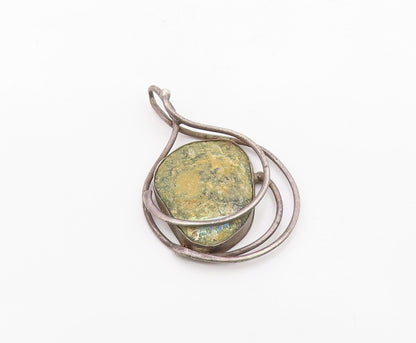 925 Sterling Silver  Vintage Multi Layer Wrapped Jasper Pendant  PT20322