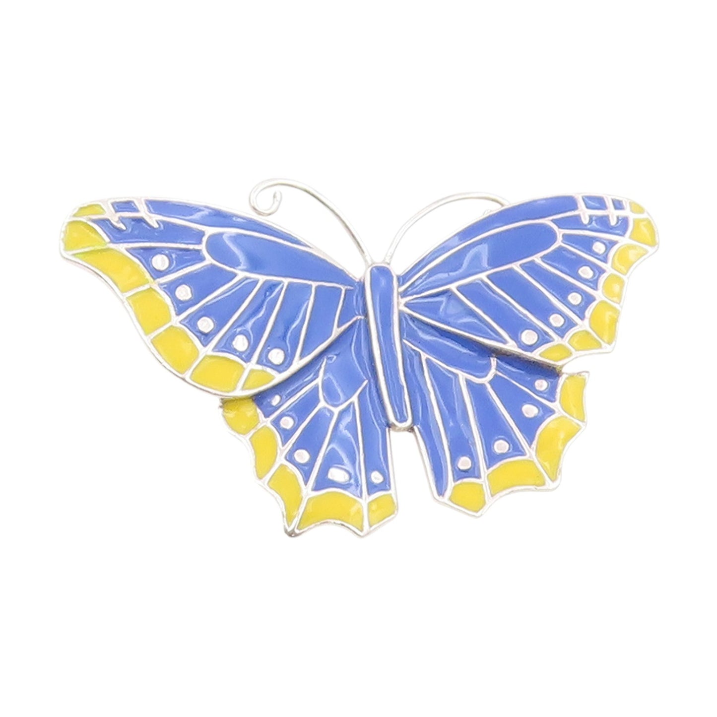 925 Sterling Silver Vintage Pendant Elegant Enameled Butterfly Charm  PT25660