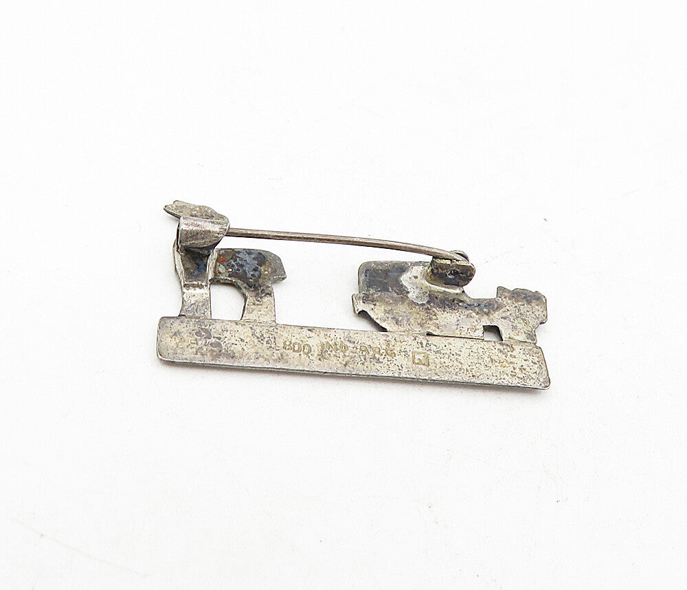 925 Sterling Silver  Vintage Antique Petite Alpaca Carriage Brooch Pin  BP3127