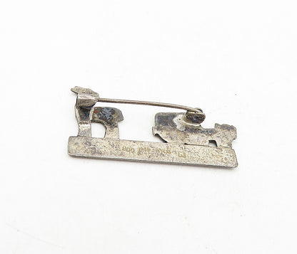 925 Sterling Silver  Vintage Antique Petite Alpaca Carriage Brooch Pin  BP3127