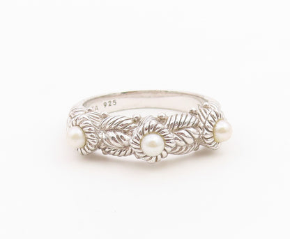 925 Sterling Silver Vintage Ring JUDITH RIPKA Triple Pearl Band  Sz 9  RG36491