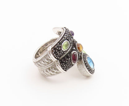 925 Sterling Silver Vintage Ring JUDITH RIPKA Multi Gemstone Coil  Sz 6  RG36846