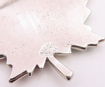 925 Sterling Silver  Vintage Enamel Coated Autumn Leaf Brooch Pin  BP4207