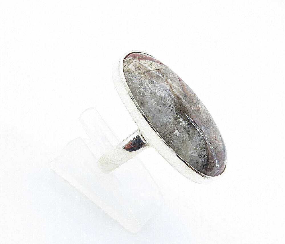 925 Sterling Silver Cabochon Multi Color Jasper Cocktail Ring Sz 8 RG8220