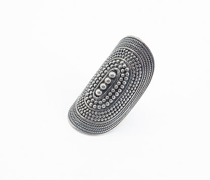 925 Sterling Silver  Vintage Wheat Detail Full Finger Band Ring Sz 5  RG8100