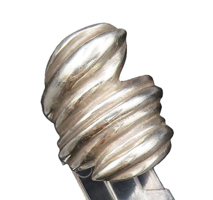 UNODE50 925 Silver  Vintage Wide Ribbed Spiral Bypass Ring Sz 7  RG26061