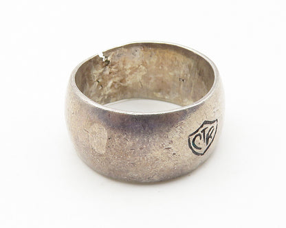 925 Sterling Silver  Vintage Dark Tone CTR Etched Band Ring Sz 7  RG10607