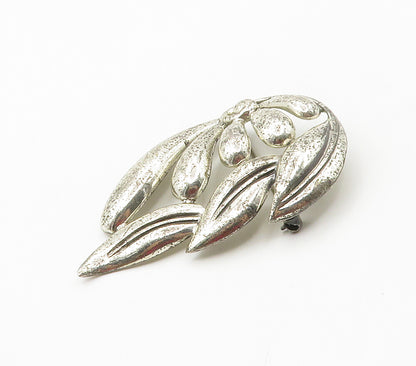 DANECRAFT 925 Sterling Silver  Vintage Shiny Floral Motif Brooch Pin  BP6083