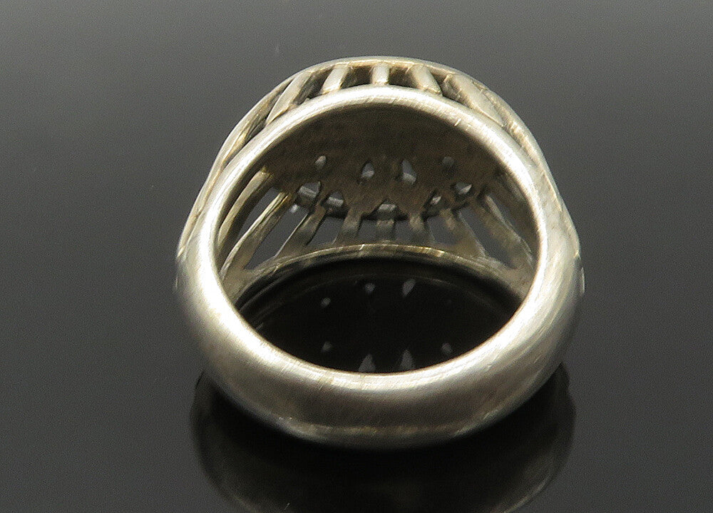 DESIGNER 925 Silver  Vintage Floral Love Heart Dome Band Ring Sz 9  RG20369