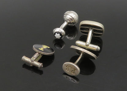 DESIGNER 925 Sterling Silver  Vintage Enamel 4 Pc Lot Single Cufflinks  TR3139