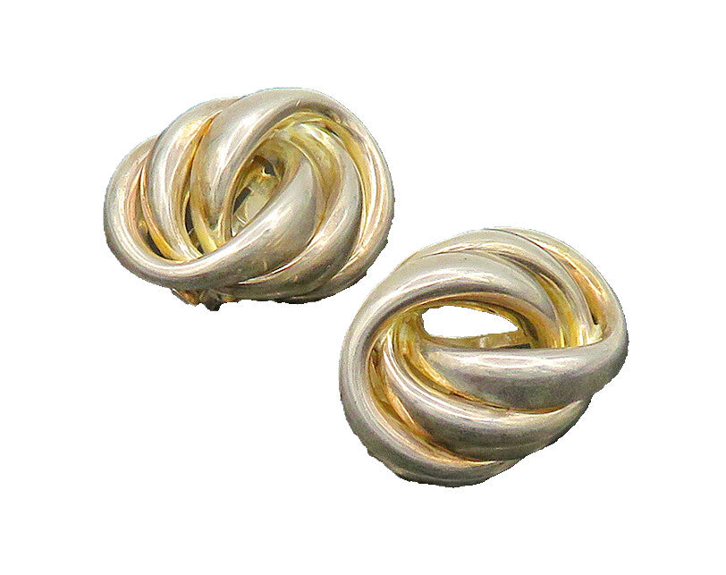 GERMANY 925 Sterling Silver  Vintage Shiny Oval Non Pierce Earrings  EG11207