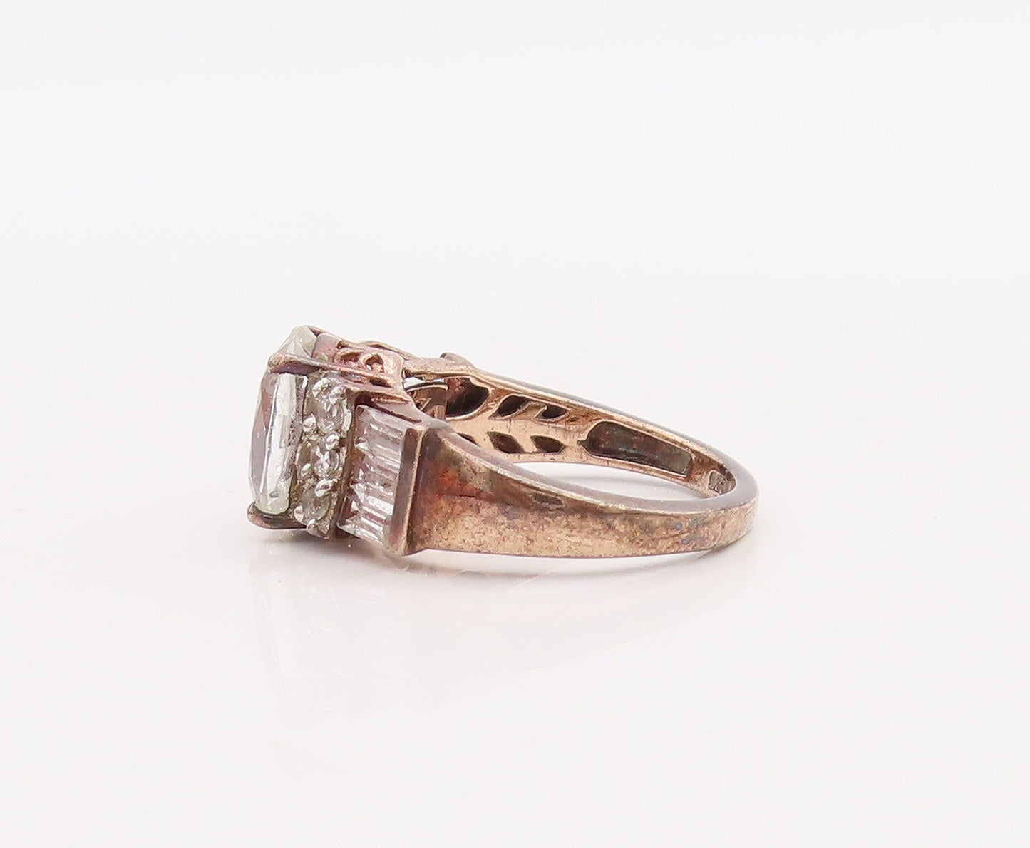 925 Sterling Silver Vintage Ring Multi Shape Cut Topaz  Sz 6  RG28866