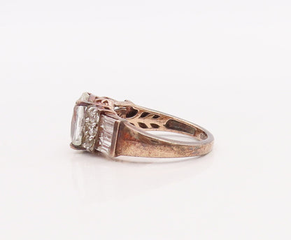 925 Sterling Silver Vintage Ring Multi Shape Cut Topaz  Sz 6  RG28866