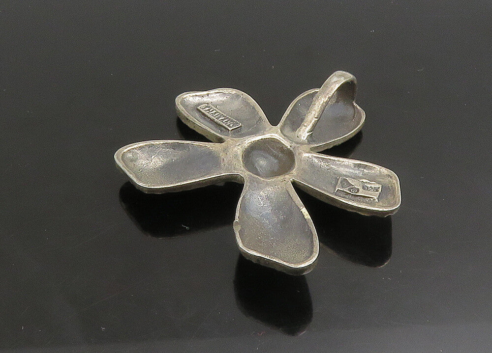 SILPADA 925 Silver  Vintage Dark Tone Hammered Flower Motif Pendant  PT19143