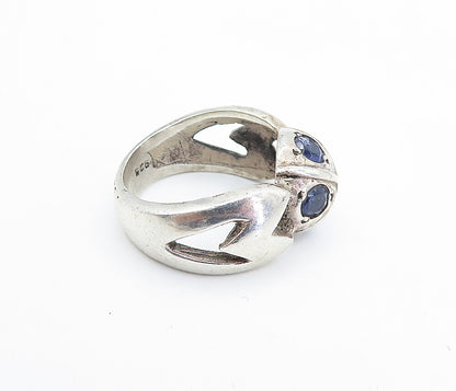 925 Sterling Silver  Vintage Tanzanite Dome Cutout Band Ring Sz 7  RG6038