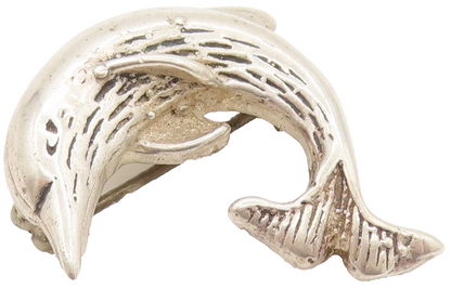 925 Sterling Silver  Vintage Etched Leaping Dolphin Brooch Pin  BP10095