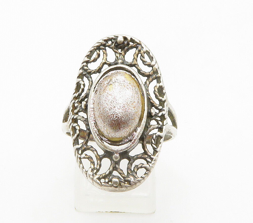 925 Sterling Silver  Vintage Open Twist Dome Cocktail Ring Sz 10  RG15048