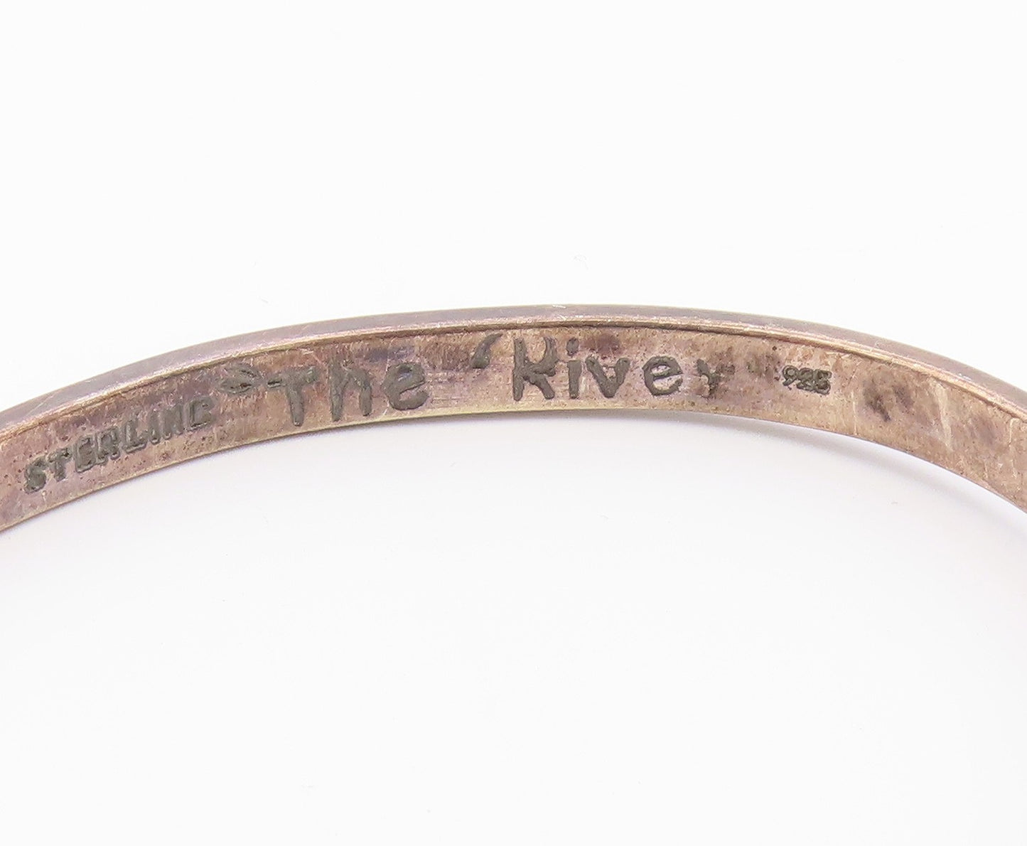 925 Sterling Silver  Vintage The River 2 Tone Arrow Bangle Bracelet  BT8925
